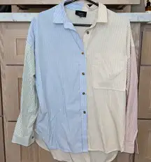 Vici Multicolor Striped Button-Up Shirt