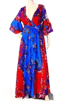 NWT  Boho Festive Boho Hippi   Ruffle Maxi Dress