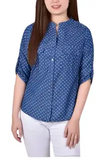 NY Collection, Petite Chambray Button Down Blouse