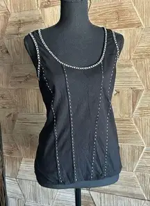 IDYLLWILD Women’s Knit Tank Medium Black Sleeveless Top Boho Western