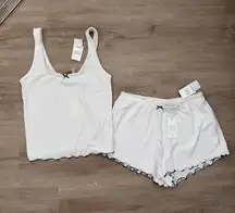 Abercrombie and fitch pointelle sleep set in white