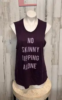 Express “No Skinny Dipping Alone” Graphic Muscle Tank Top Purple Size L NWT