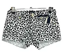 Juicy Couture (24) White Black Wild Cheetah Denim Micro Mini Shorts Cutoffs NWT