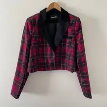 BlackMilk Jacket Womens Velvet Cropped Blazer Tartan Holiday Dressy Evening NWT