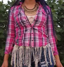 pink Gingham Button Up