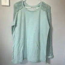 Soft Surroundings Soft French Terry Ana Sweatshirt Cable Knit Sleeves