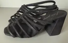 Free People Women Size 37.5 (7) Colette Cinched Heel‎ Black Boho Style