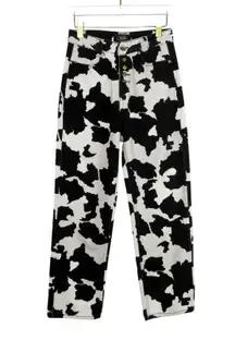 Cider Cow Print Straight Leg Jeans High Rise 90's Fit Mom Jeans Small 26"