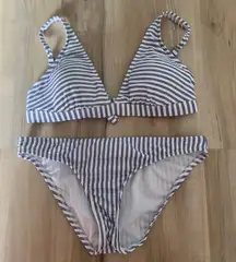 Cremieux Two Piece Swimsuit Blue and White Stripe M