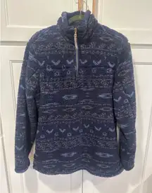 Alpine Sherpa Women's Pullover Fleece Jacket Navy 1/4 zip Blue winter Size M