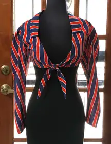 WeWoreWhat Stripe Bisou Tie-Front Crop Top