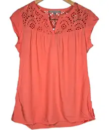 Daniel Rainn Kiara Notch Neck Eyelet‎ Detail Top XS NWT