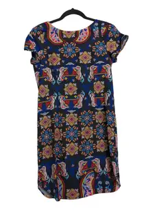 Yumi Kim Elana Shift Dress Mini Crewneck Black Paisley XS New