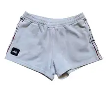 KAPPA Short Booty Shorts Women Large White Cotten Blend Logo Drawstring Gym FLAW