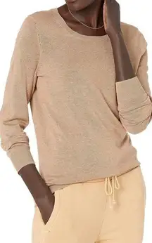 Amazon Essentials Tan Camel Long-Sleeve Lightweight Crewneck Sweater sz XS
