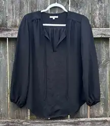 Joan Vass Black Sheer Blouse Medium