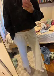 Waffle knit wide leg pants