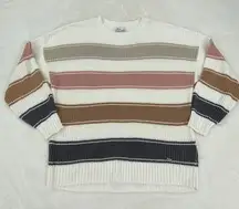 Hollister Womans Small Boxy Oversized Chunky Knit Striped Crew Neck Sweater