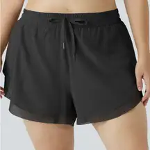 Halara 2in1 Running Shorts Mid Rise Drawstring Mesh Contrast Black S(4-6) NWT