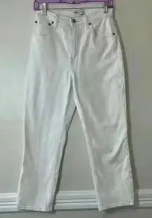 Abercrombie & Fitch Womens 27/4s The Ankle Straight Ultra High Rise White Denim‎