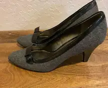 Liz Claiborne Wool Leather Grey High Heels 8.5 Bow