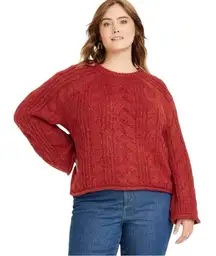 Universal Thread Women's Cable Knit Crewneck Pullover Sweater Red - Size M