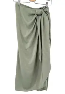 ZARA  Womens Party Fairycore Chic Knotted Satin Midi Skirt Size XS Sage Green