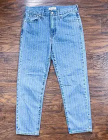 Madewell • The Perfect Vintage Jean: Pinstripe Edition crop ankle blue white