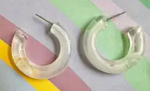 Clear Frosted Bubble Tube Hoop Earrings