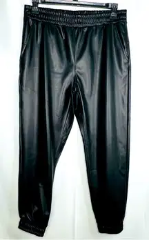 Faux Leather Joggers Black by C by One  Large
