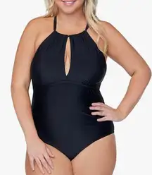 Raisin's  CURVE Black Strappy High-Neck Catania One Piece Swimsuit 20W 2X NWT