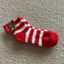 Christmas Striped Fuzzy Super Soft Socks Fits Women Size 9-11 One Pair NWT