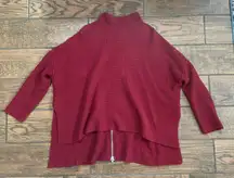 Red Mock Neck Oversized Sweater