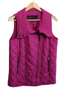 Women's Quilted Vest‎ S Andrew Marc NY Zipper Pockets Magenta Winter