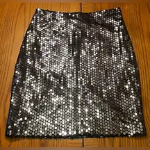 Cache Black Sequin Encrusted Lined Mini Pencil Skirt Size Small Vintage 1970s