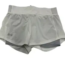 Under Armour Shorts Womens Large White Gray Liner Running Fitted Athletic