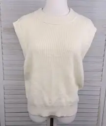 A NEW DAY Sleeveless Mock Neck Knit Sweater Cream-Large