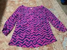 Lilly Pulitzer Silk Moxy Seagull Bird Blouse Pop Pink I Got Lucky style 72161 M