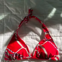 Gianni Bini Red, White, & Blue Nautical Rope Halter Bikini Triangle Top - M