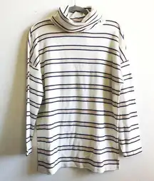 Ann Taylor  Sweater Turtleneck Cream w/ Pink-Peach & Blue Stripes Knit Sz M NWT