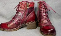 L'Artiste by Spring Step Leather Lace-Up Boots Fallinluv Bordeaux size 36