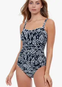 Profile by Gottex 16D Black White Peruvian Nights D Cup One Piece Swimsuit‎