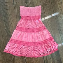 Macramé Positano Made in Italy Pink Strapless Eyelet Dress Temptation Positano