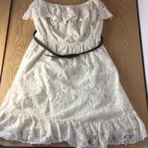 New Speechless Lacey Strapless Dress with Belt Super Sexy Ivory/Cream Medium