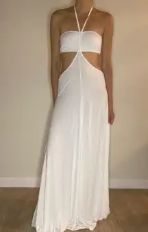 slinky cut out white maxi dress M NEW