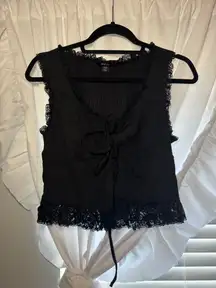 Nasty Gal Lace Trim Tie Top