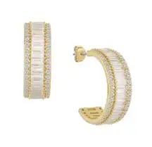 White Gold/Silver 14k Open Hoop Earrings
