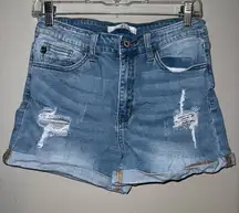 Kancan light wash midrise Denim Distressed Women Shorts size 9/28 #713