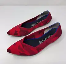 Rothys The Point Womens Ballet Flats Red Camouflage Slip On Loafer Comfort US 10