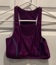 Puma Sport Lifestyle Purple Teal Racerback Sports Bra Activewear Top Large